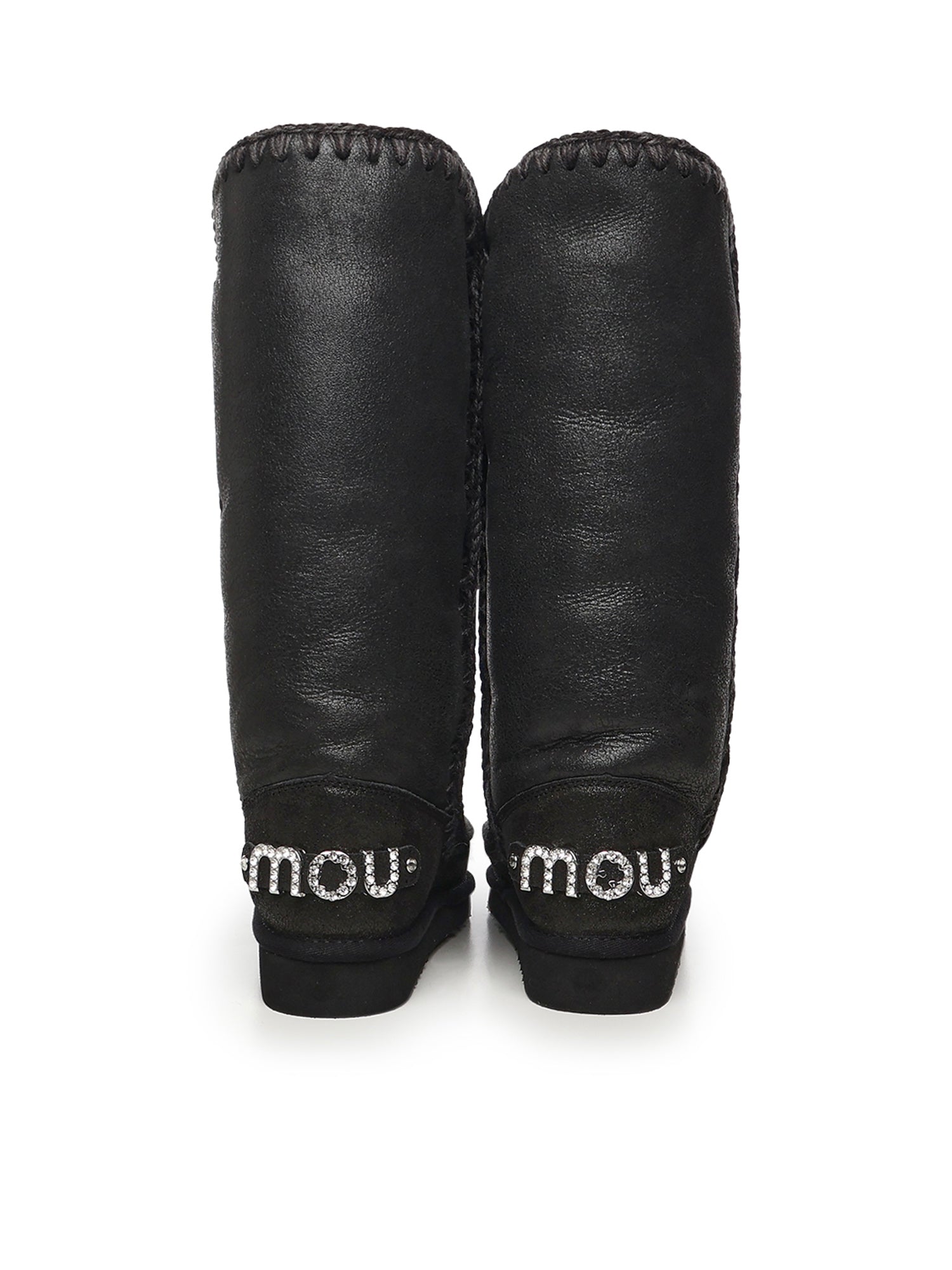 Mou Boots Cracked Black Sheepskin