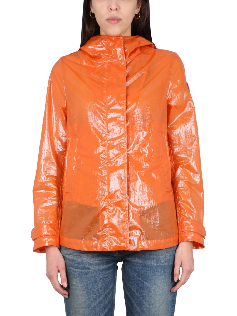 Waxed Jacket With Hood Orange Outer Fabric: Nylon
