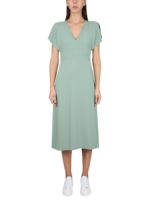 V-Neck Dress Green Acetate