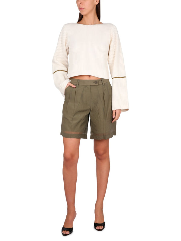 Short Transparent Military Green Cupro