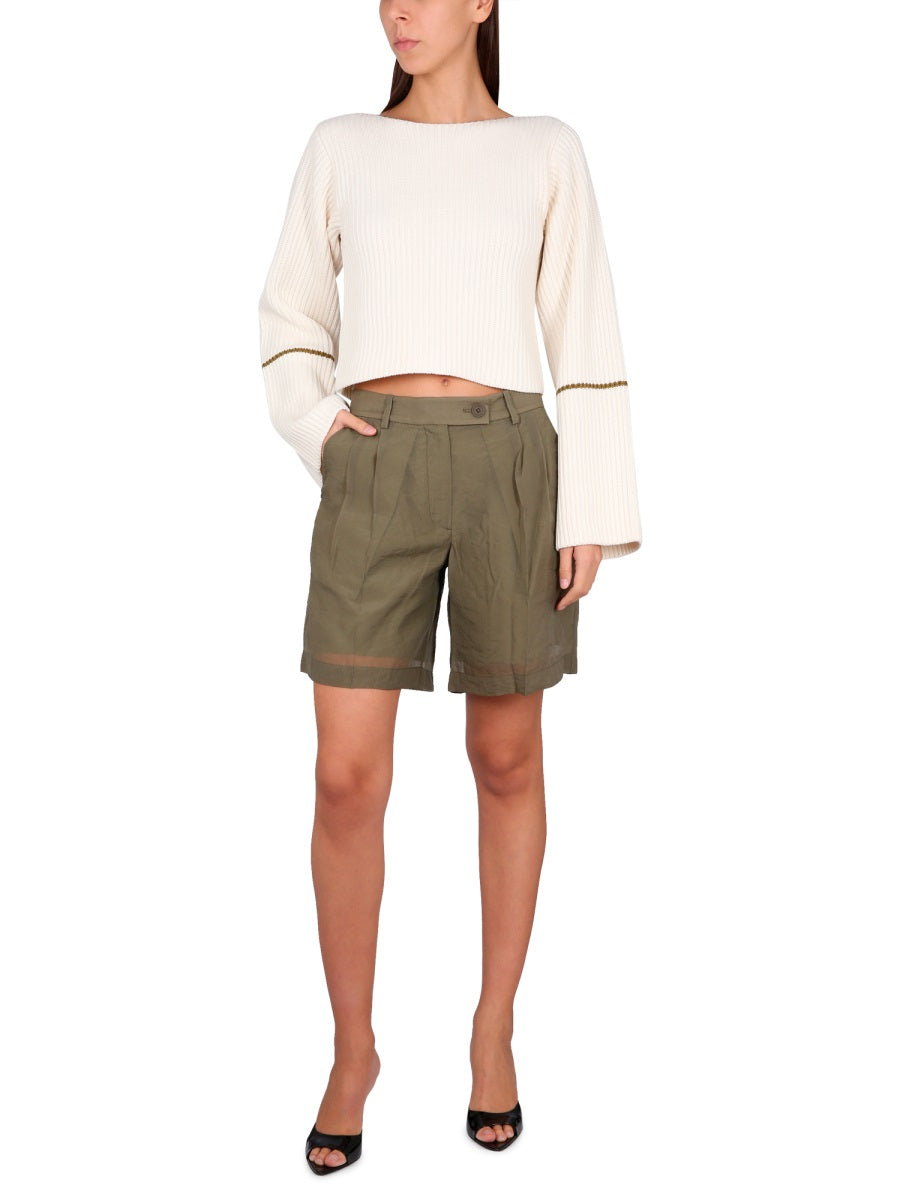 Short Transparent Military Green Cupro