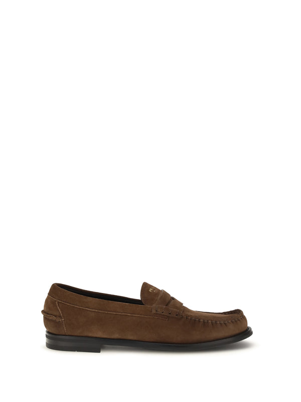 Prada UPPER: 100% SUEDE; SOLE: 100% CALF LEATHER loafer in brown