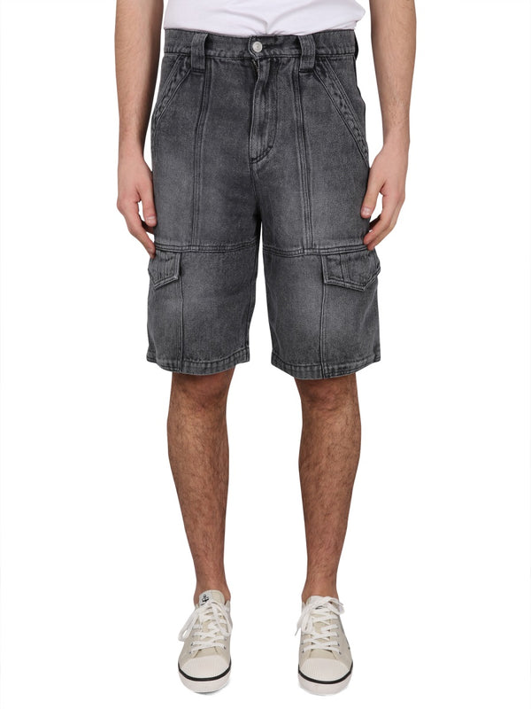 Bermuda Shorts With Button And Zipper Closure Black Lyocell Lining