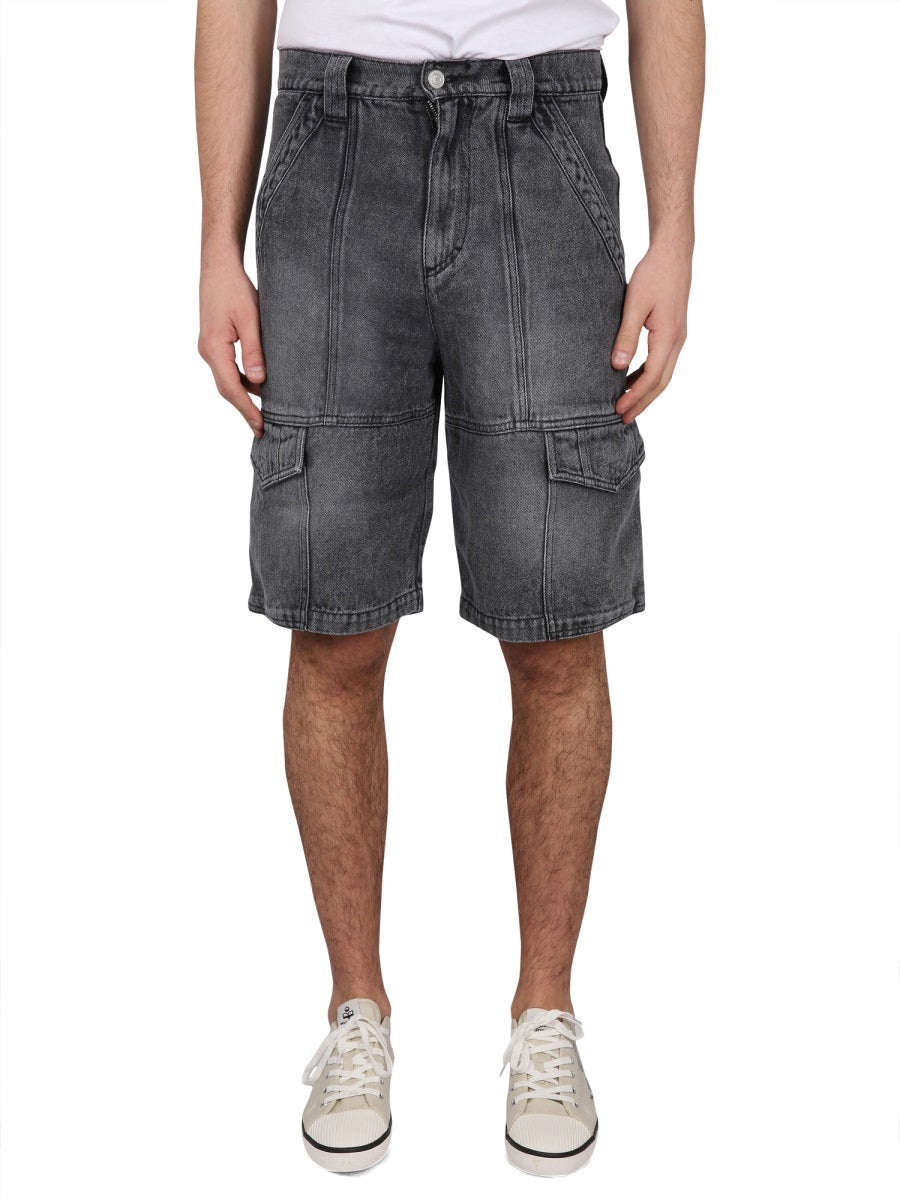 Bermuda Shorts With Button And Zipper Closure Black Lyocell Lining
