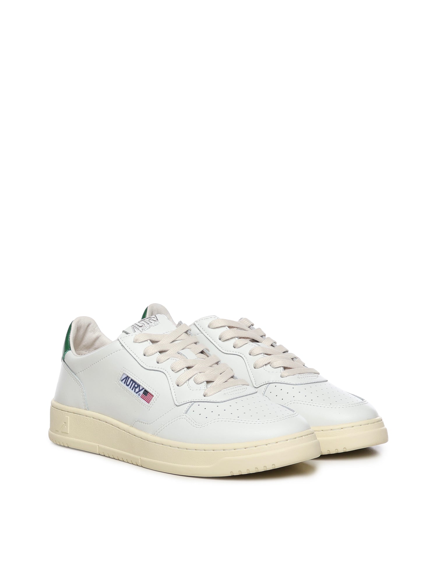 AUTRY Sneakers Wht/green Cow Leather