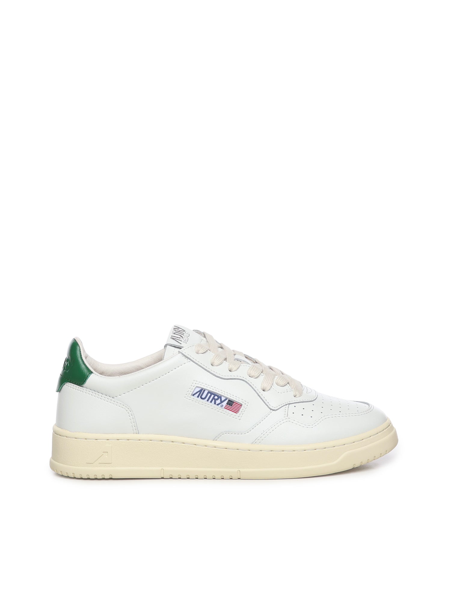 AUTRY Sneakers Wht/green Cow Leather