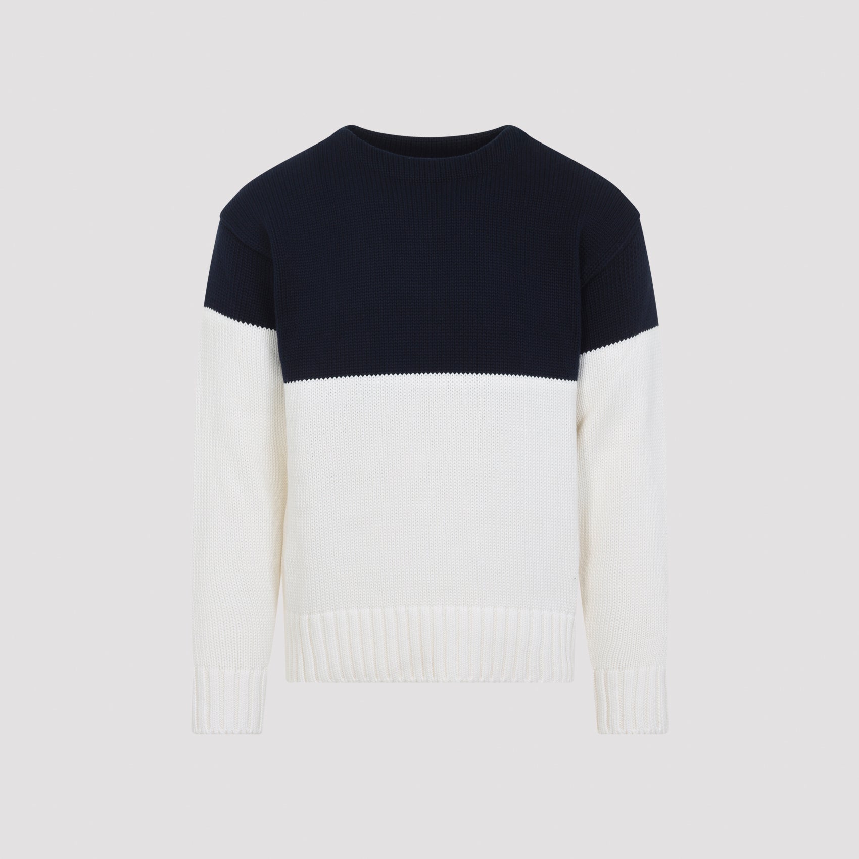 Long Sleeves Pullover Blue Cotton Sweater
