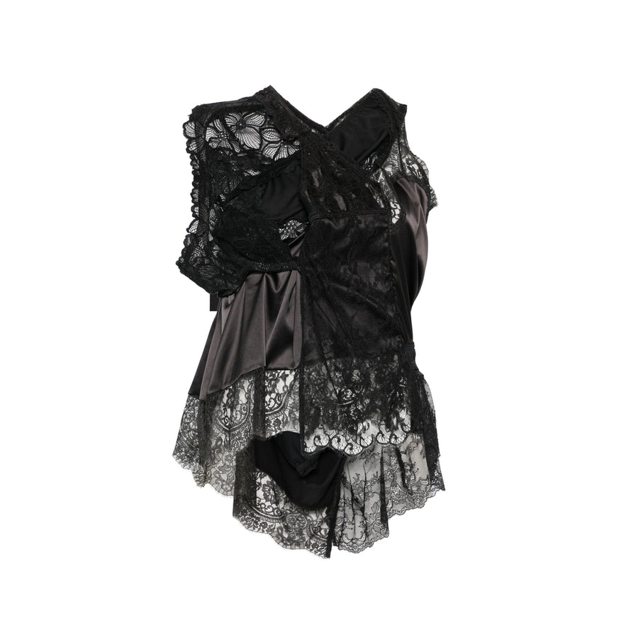 Shirt Black Lace Nylon Blouses