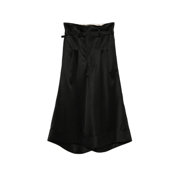 Cropped Trousers Black Viscose