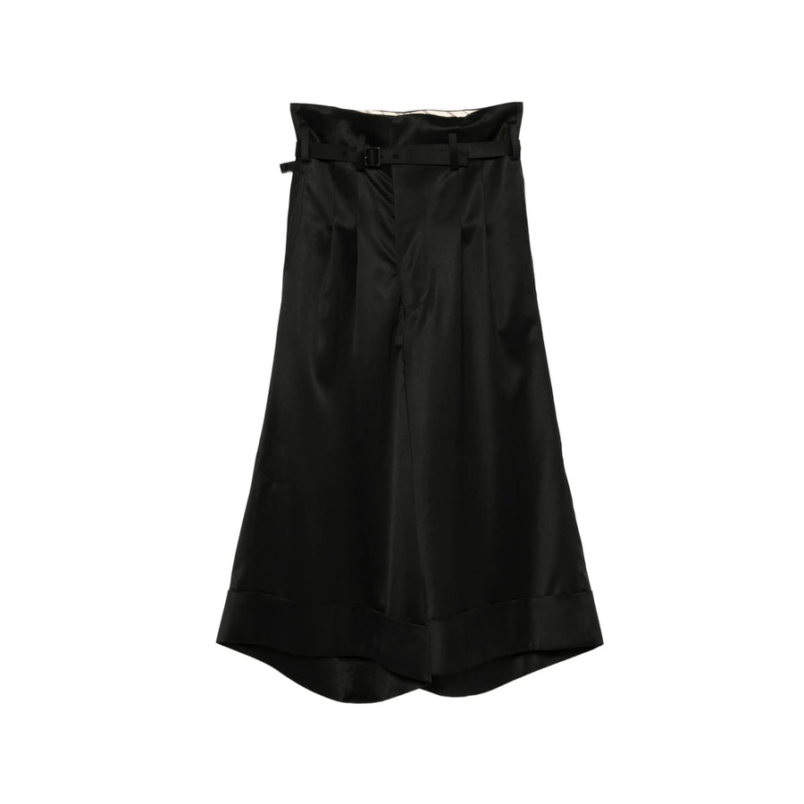 Cropped Trousers Black Viscose