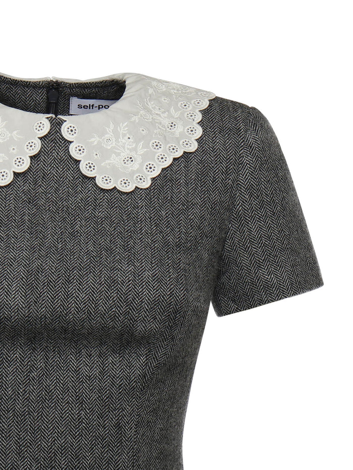 Self-portrait Dresses Grey Wool Polyester