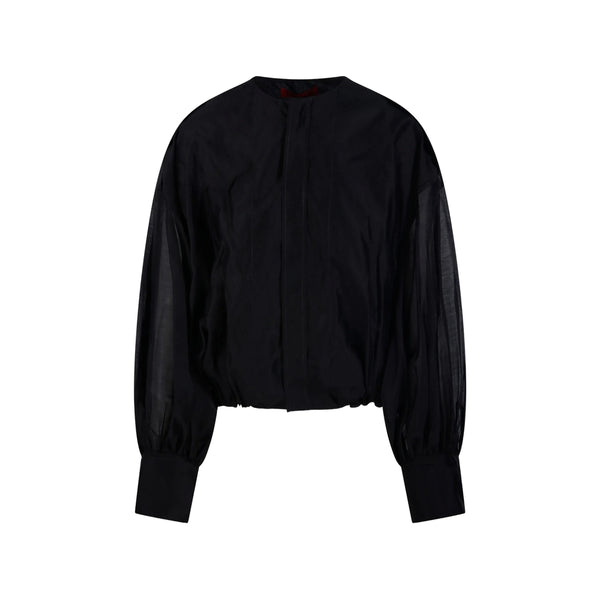Black Panelled Blouse Fabric: 100. Blouses