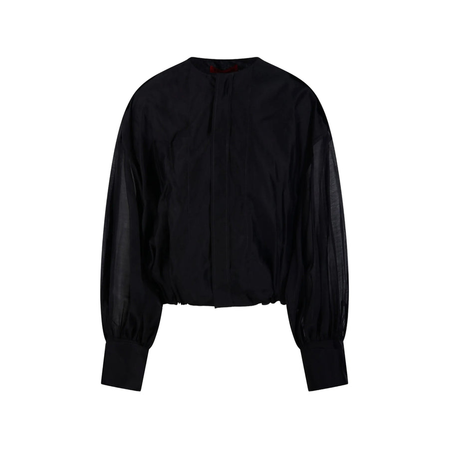 Black Panelled Blouse Fabric: 100. Blouses