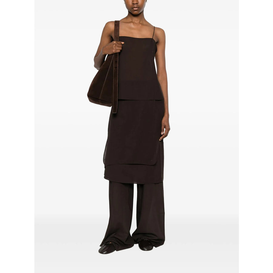 Shift Dress Brown Outer: Polyester Blouses