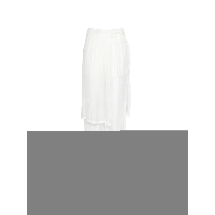 Straight Trousers White Nylon-Lyocell
