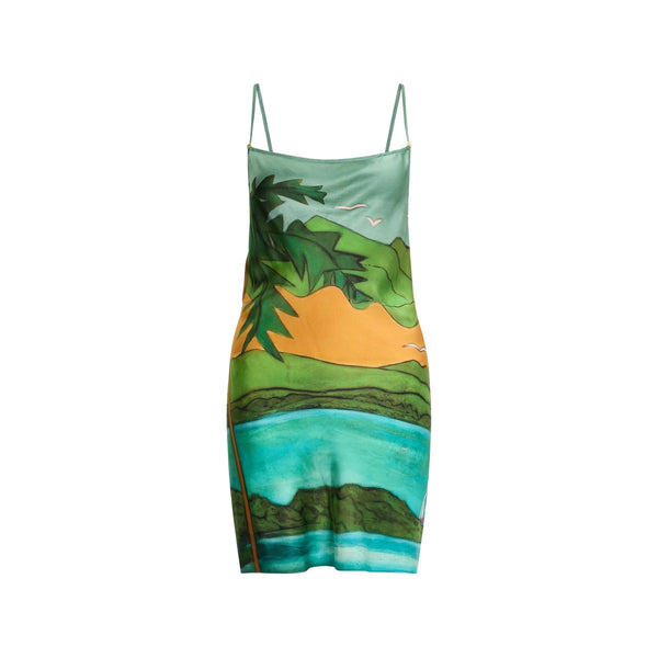 Day Dress Green-Blue Silk Green/blue
