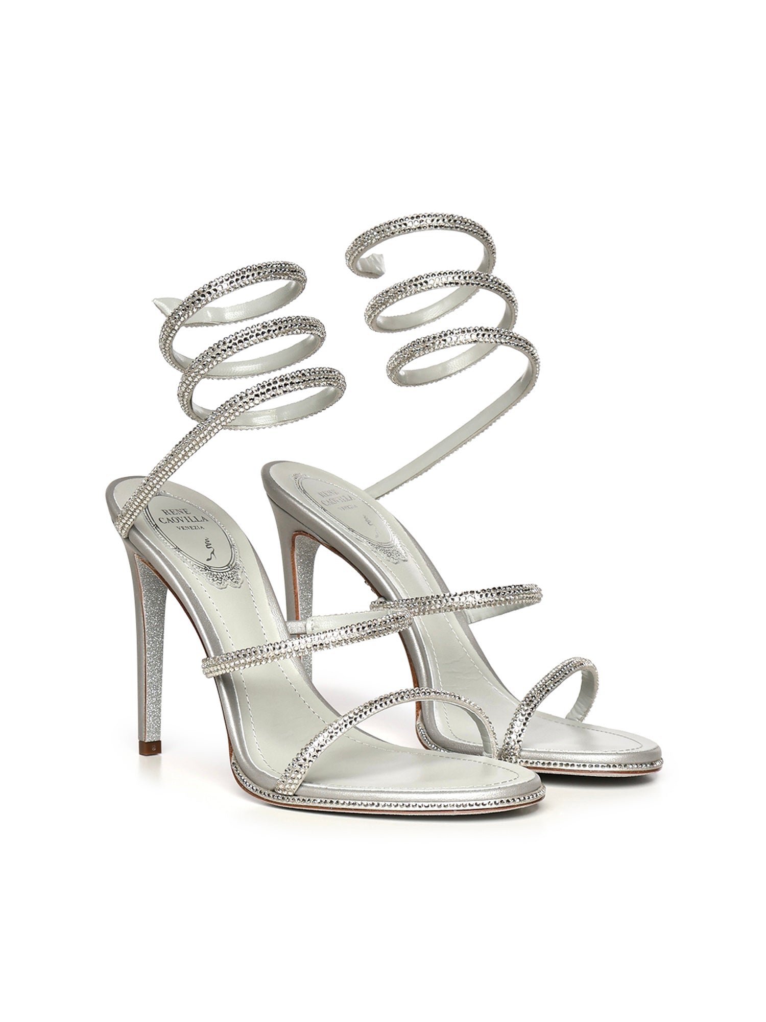 René Caovilla Sandals Silver Satin