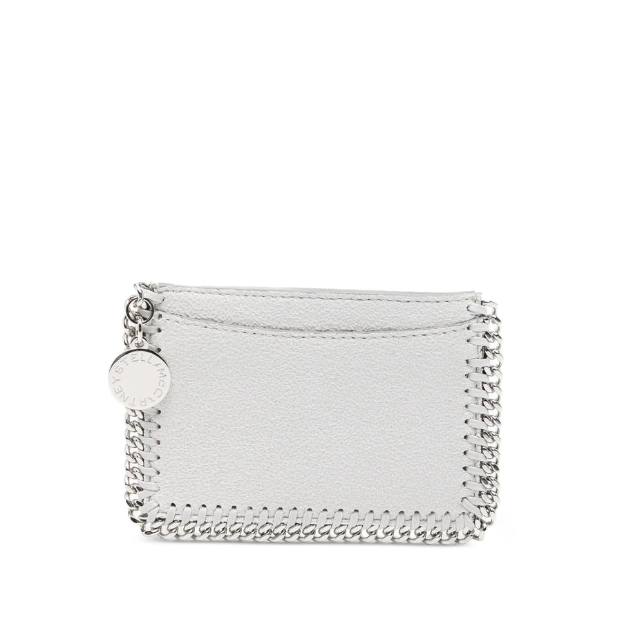 Wallet With Chain Trim Grey Fabric & Purses