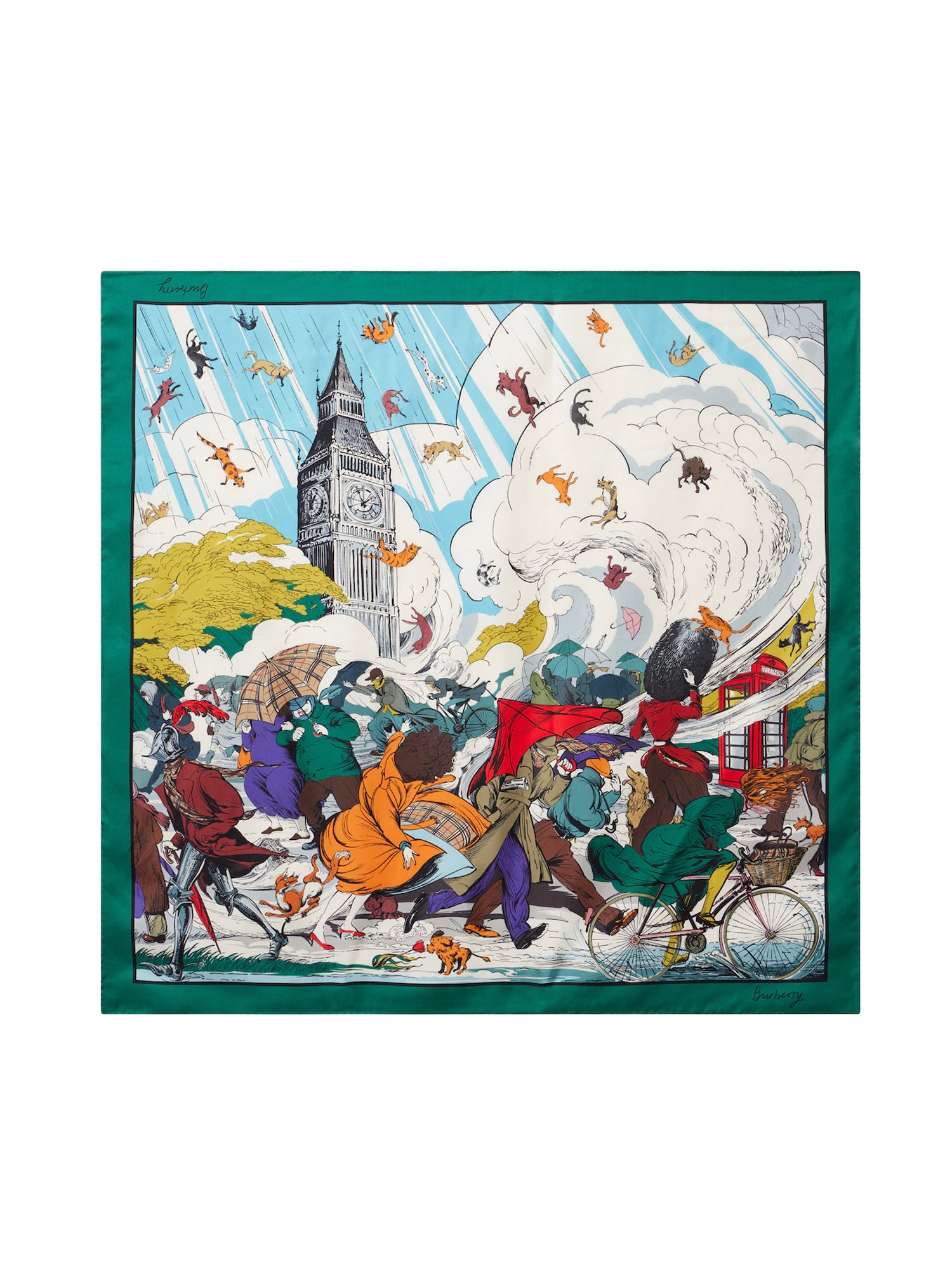 Burberry Scarfs Kew Green Mulberry Silk