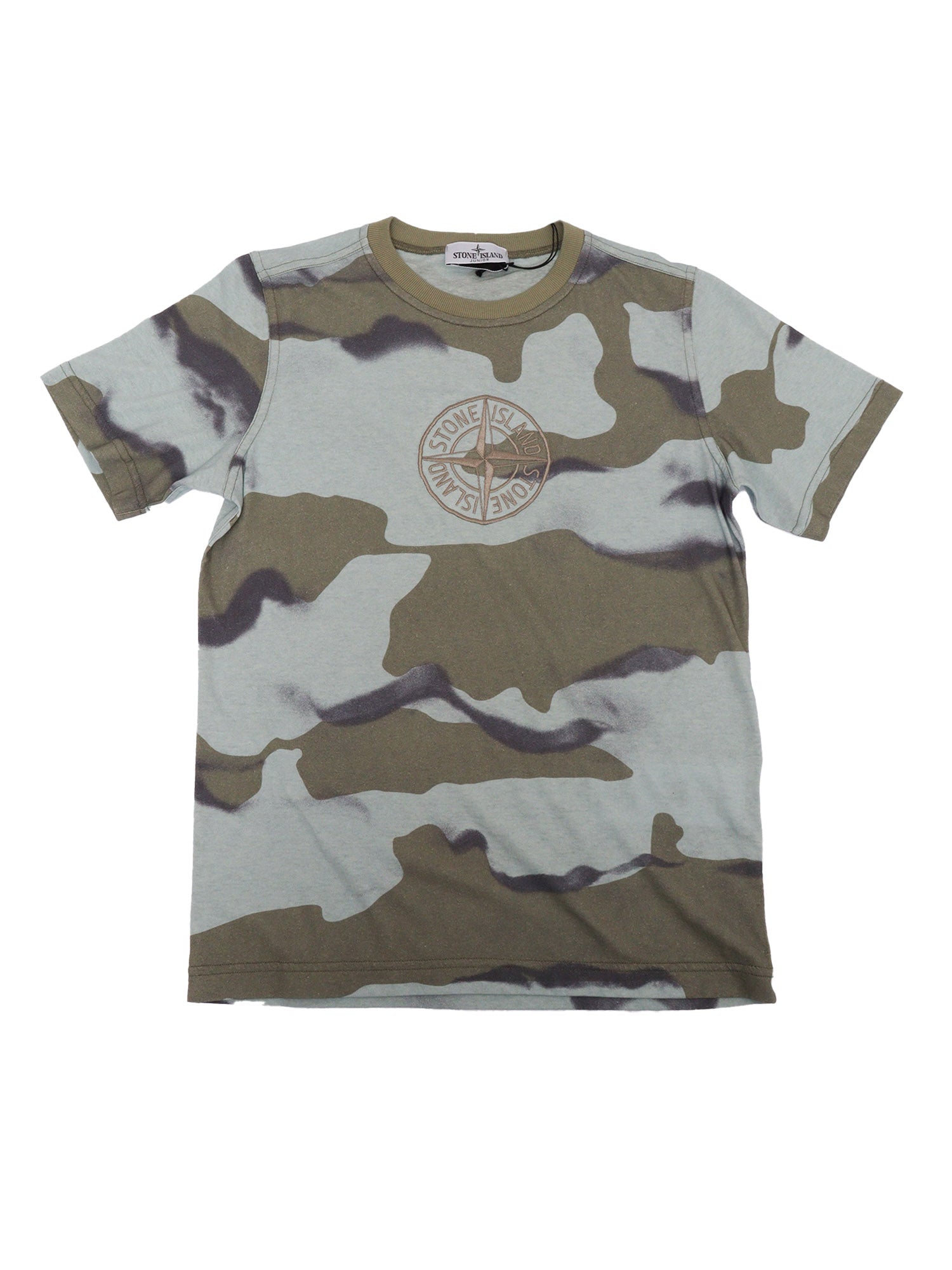 T-SHIRT Green Cotton Rib Short Sleeves