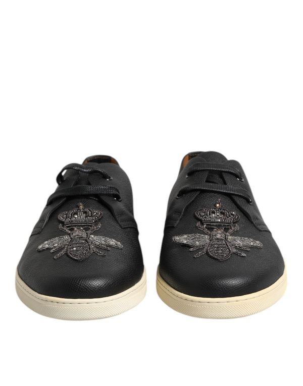 Dolce & Gabbana 100% Calf Leather; Rubber sole sneaker in black
