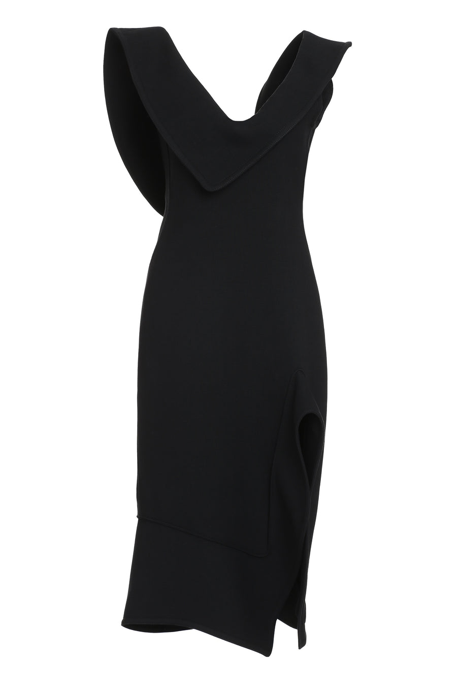 Midi Dress Cotton Blend Black Viscose