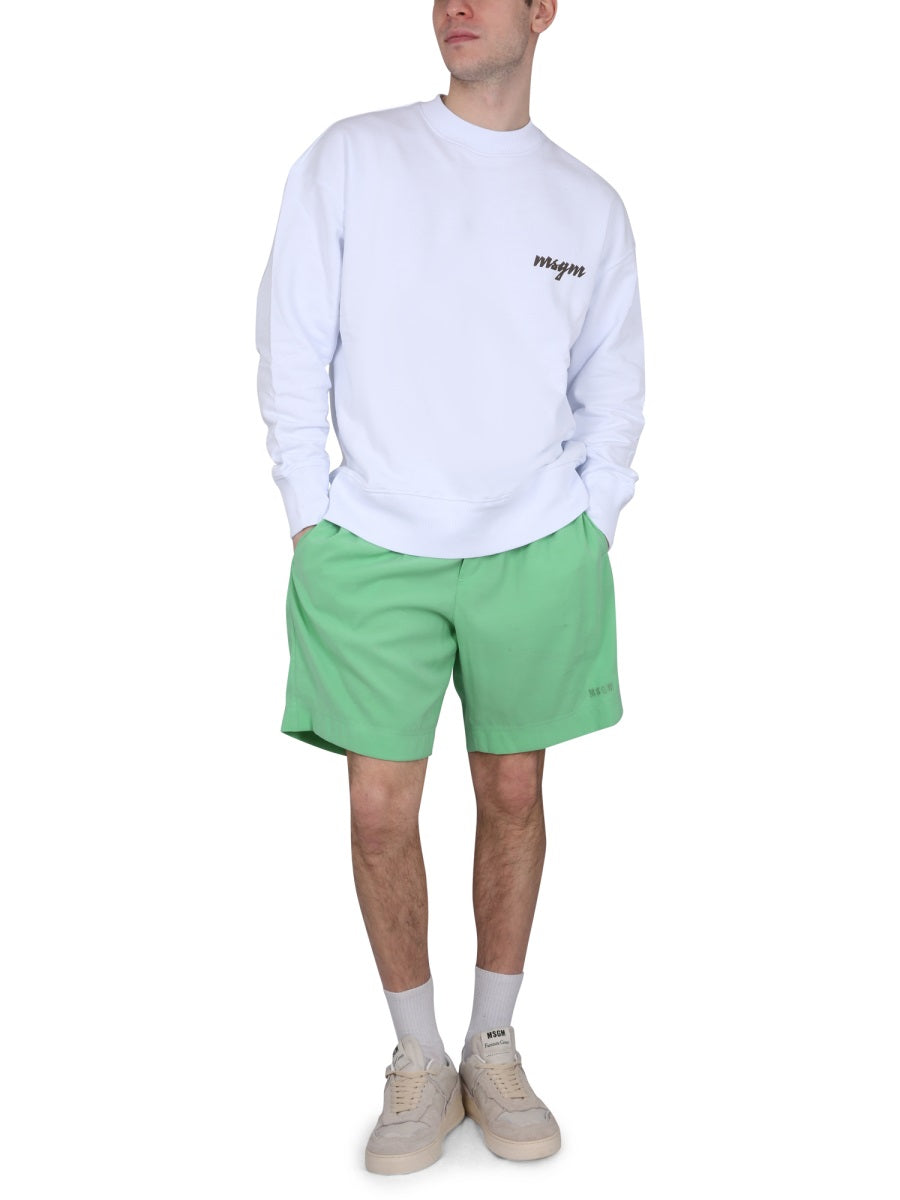 Crewneck Sweatshirt With Logo White Cotton Sweatshirts