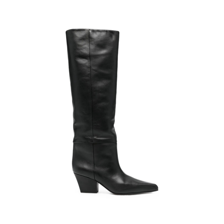 Knee-High Calf Leather Boots Black