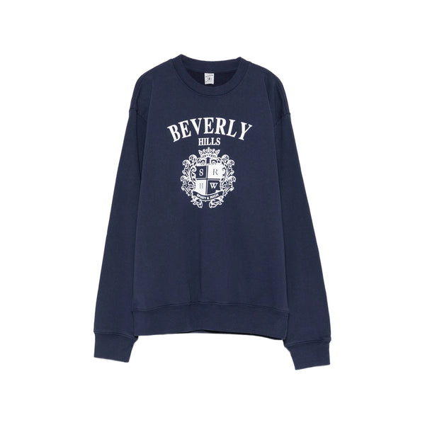 Sweater Crew Neck Blue Cotton Sweatshirts