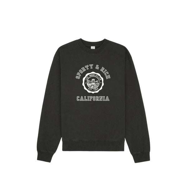 Crew Neck Sweater Black Cotton Sweatshirts