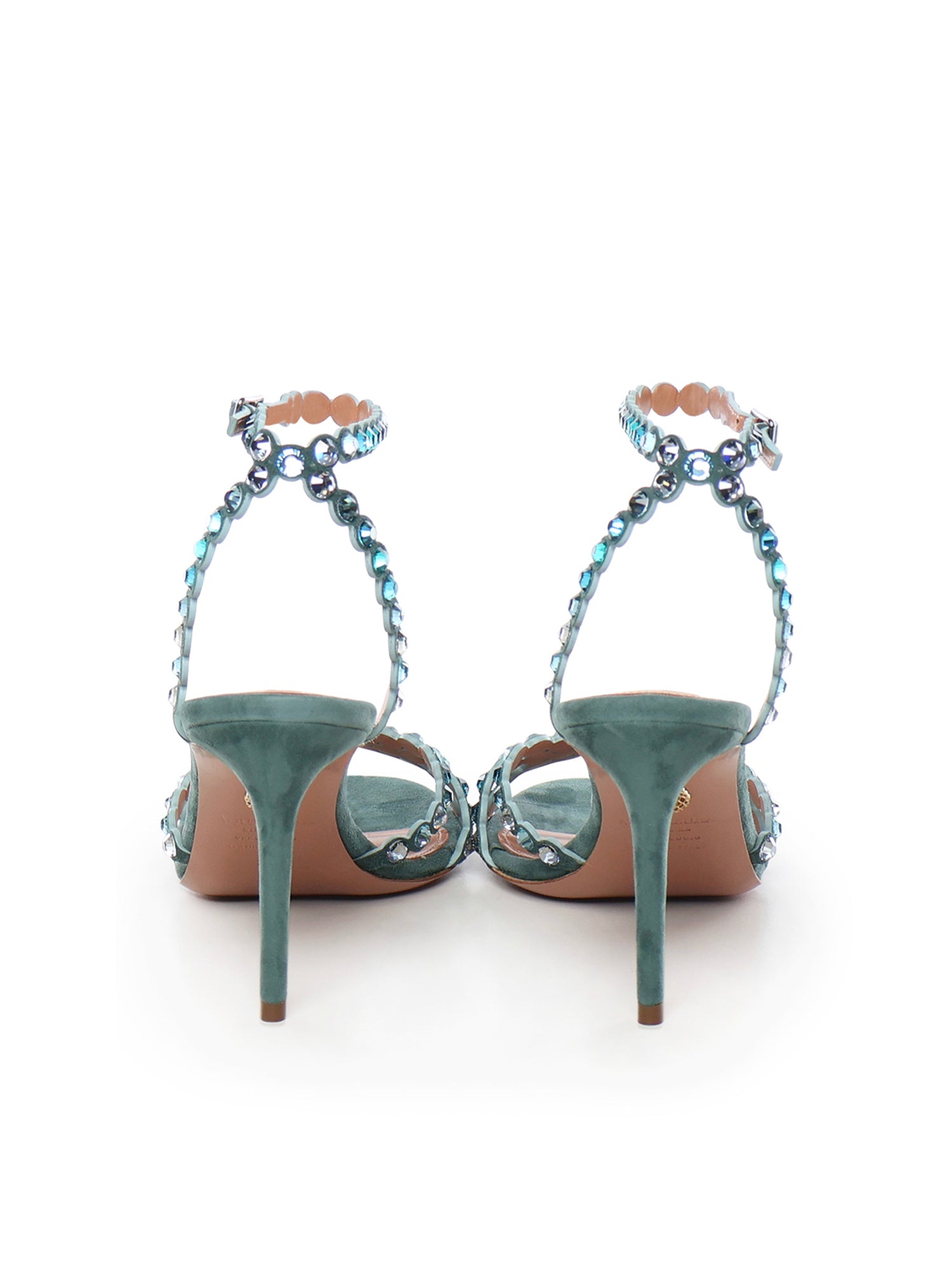 Aquazzura Sandals Light Teal Kid Suede Leather