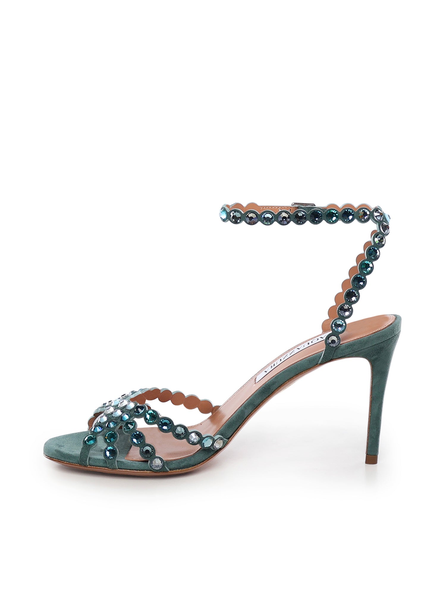 Aquazzura Sandals Light Teal Kid Suede Leather