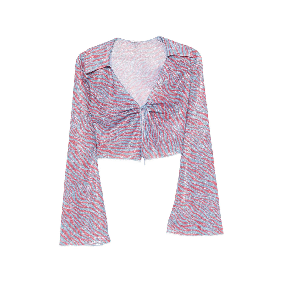 Shirt Lurex Zebra Print Blue-Red Blue/red Polyamide Blouses