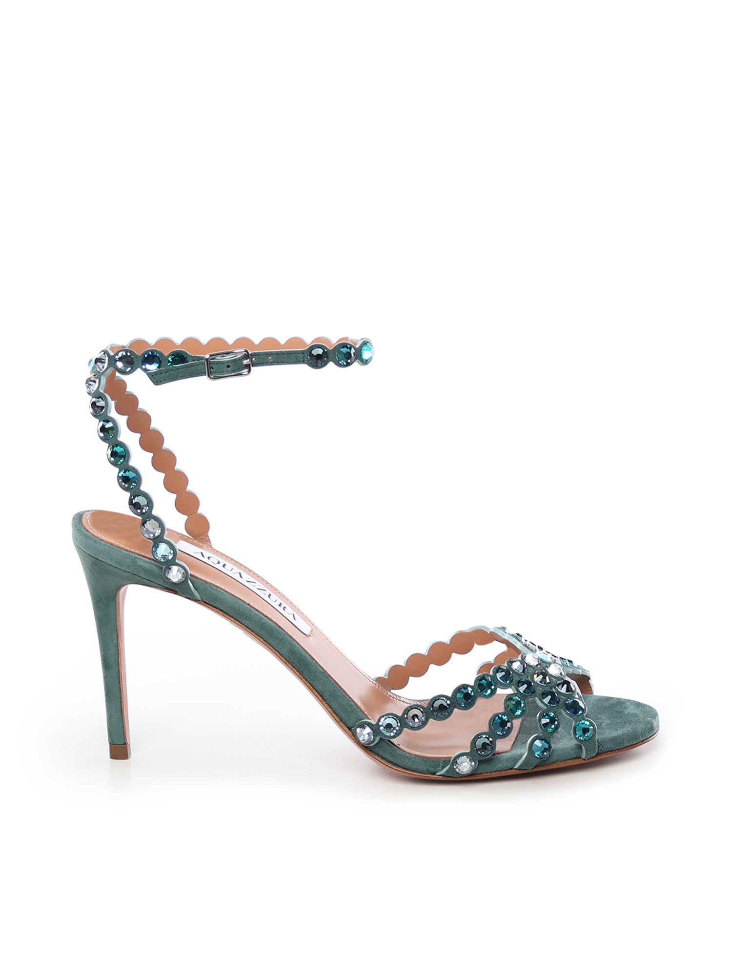 Aquazzura Sandals Light Teal Kid Suede Leather