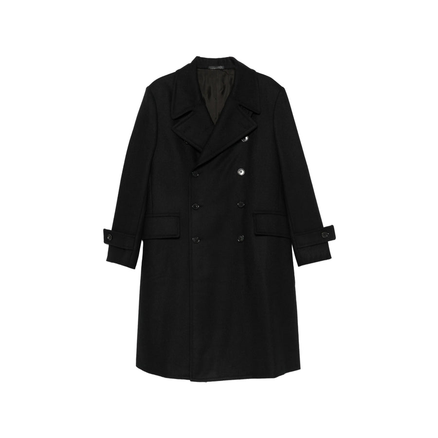 Double Breasted Coat Black Wool & Cashmere
