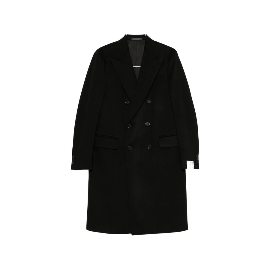 Double-Breasted Coat Black Wool Outer: Double Breasted