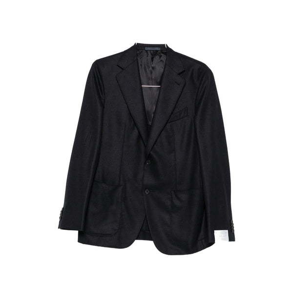 Blazer Navy Blue Wool And Cashmere Outer: Blazers
