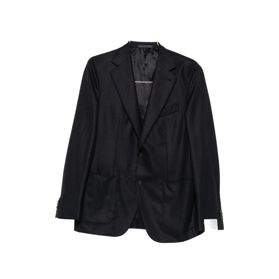 Blazer Navy Blue Wool And Cashmere Outer: Blazers