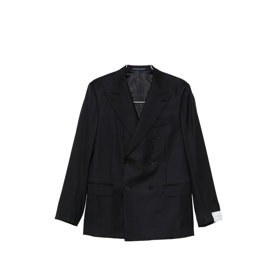 Double-Breasted Wool Suit Black Suits