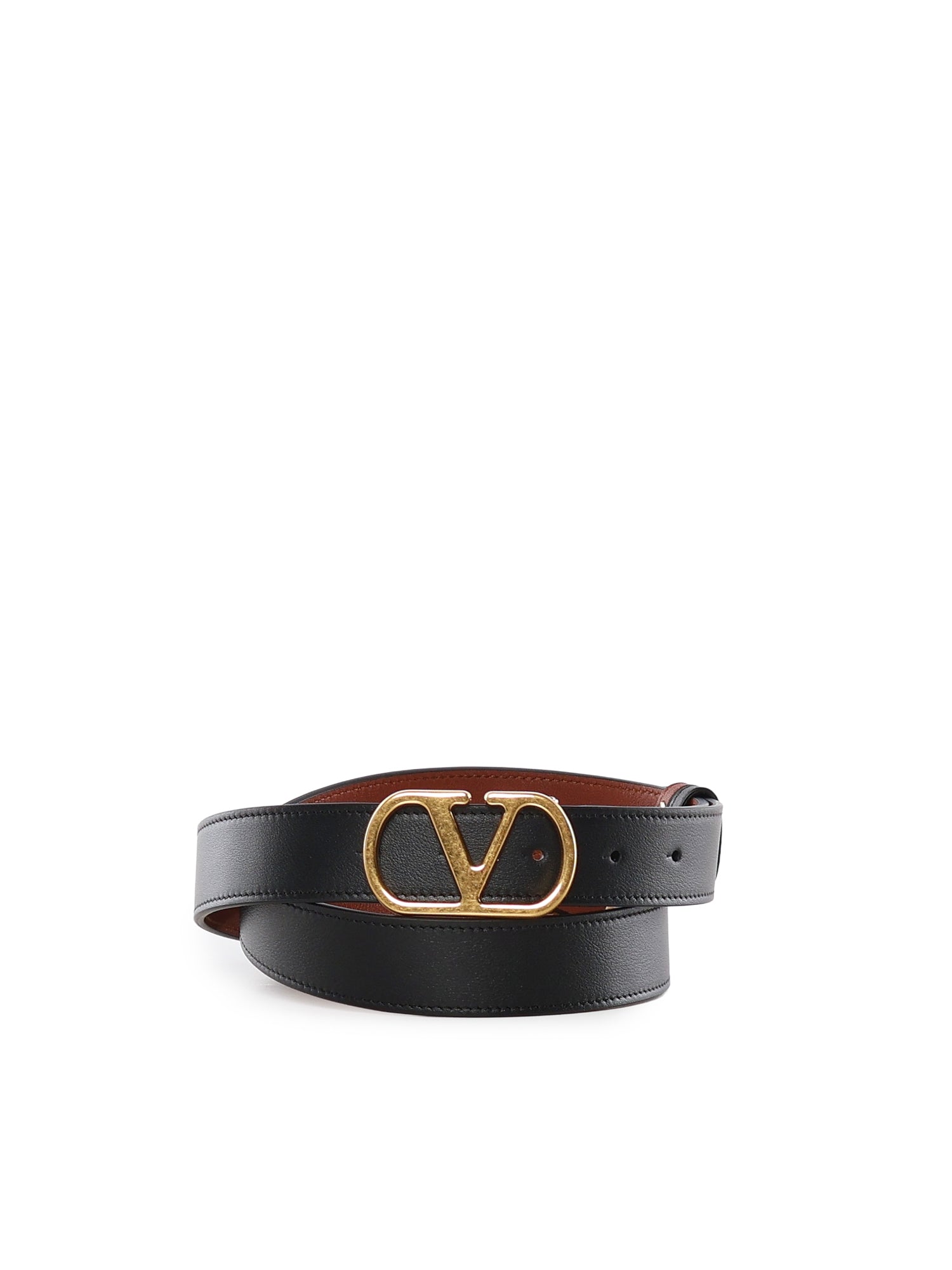 Valentino Garavani Belts Nero/deep Caramel Calfskin