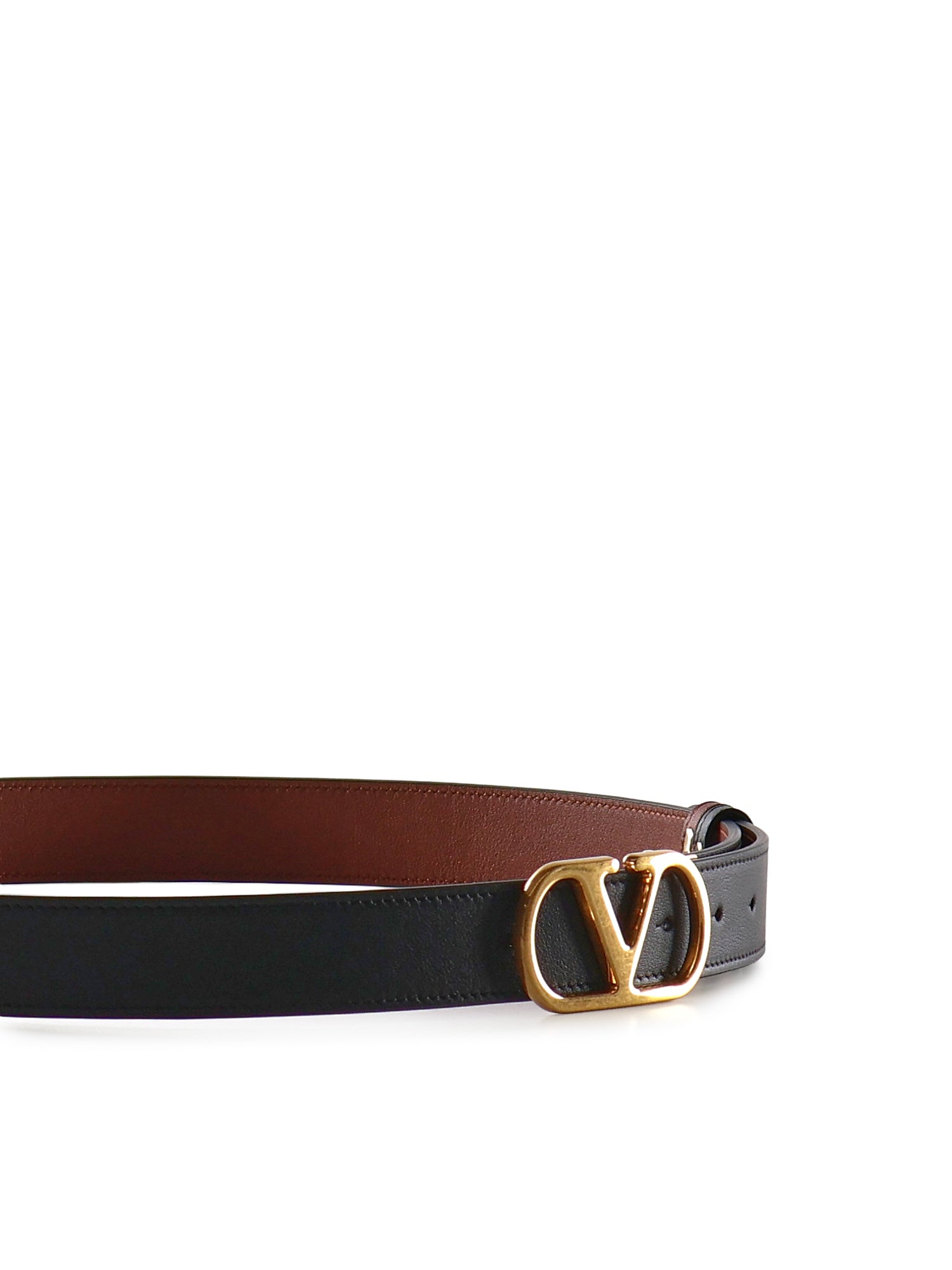 Valentino Garavani Belts Nero/deep Caramel Calfskin