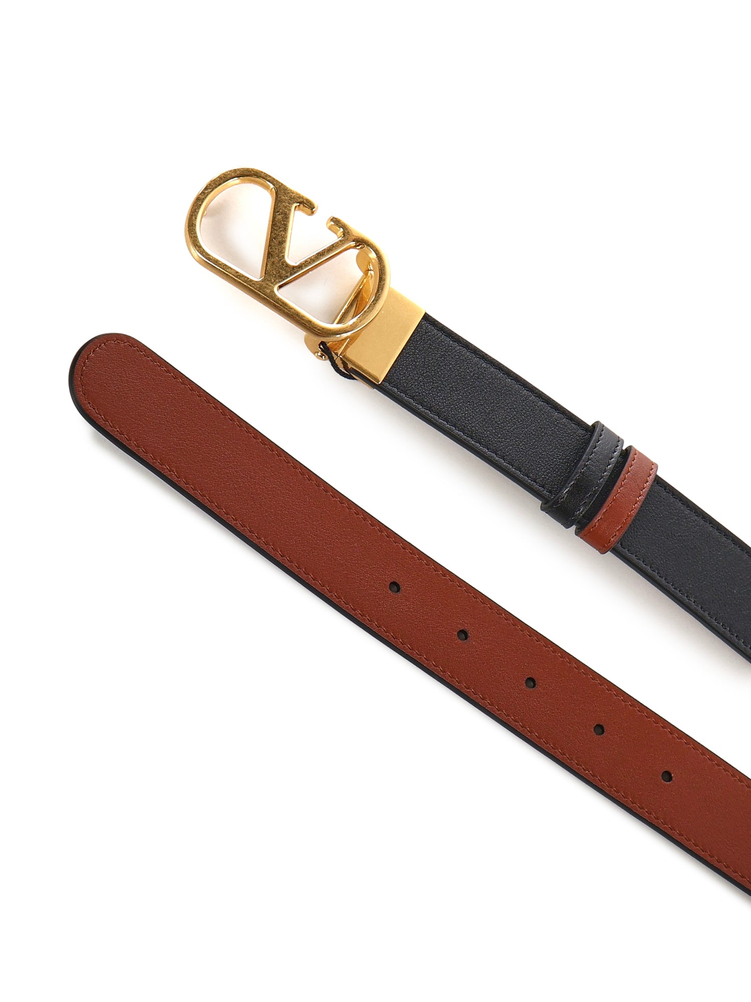 Valentino Garavani Belts Nero/deep Caramel Calfskin