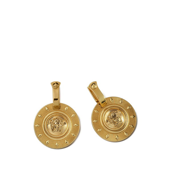 Drop Earrings With Coin Charm Gold Brass
