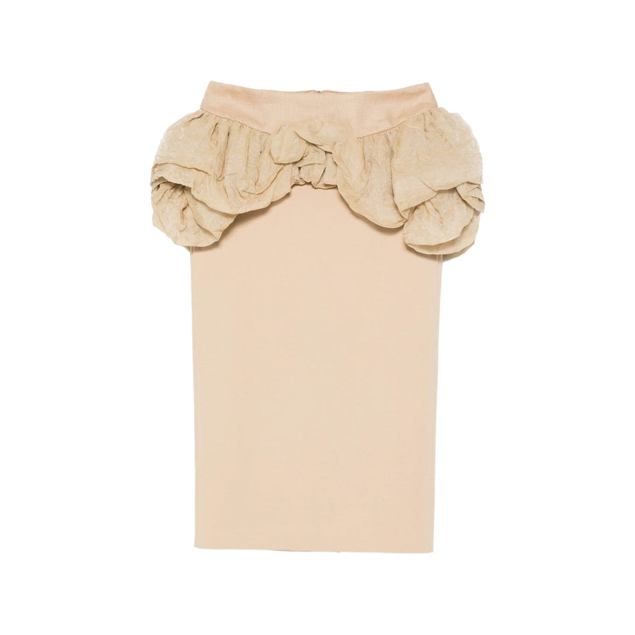 Fitted Skirt With Ruffled Detail Neutrals Viscose