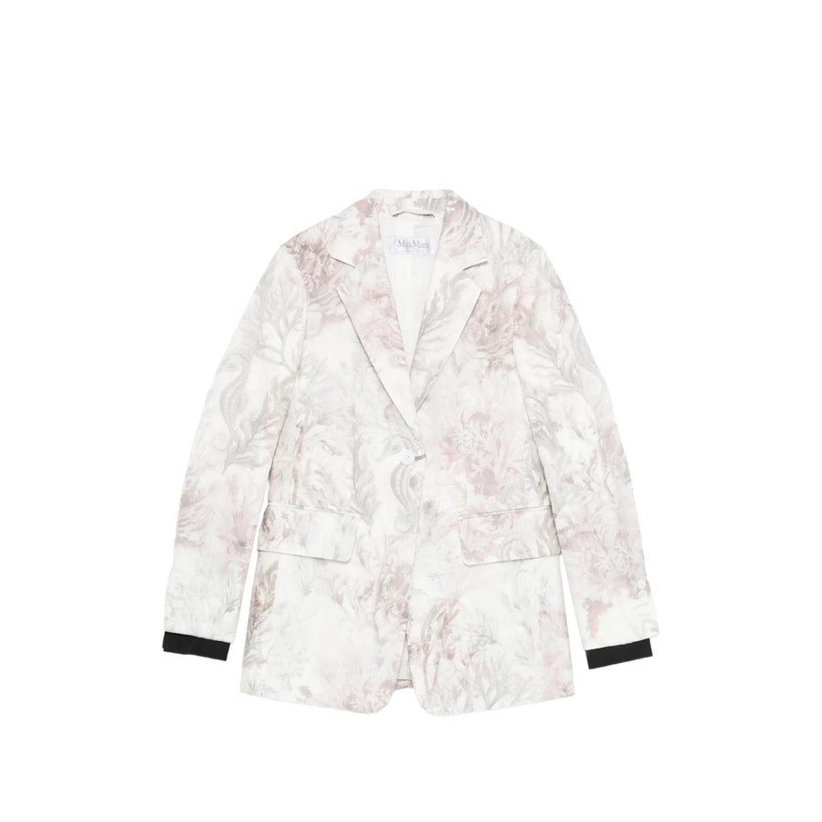 Blazer Floral Print Silk White/pink Blazers