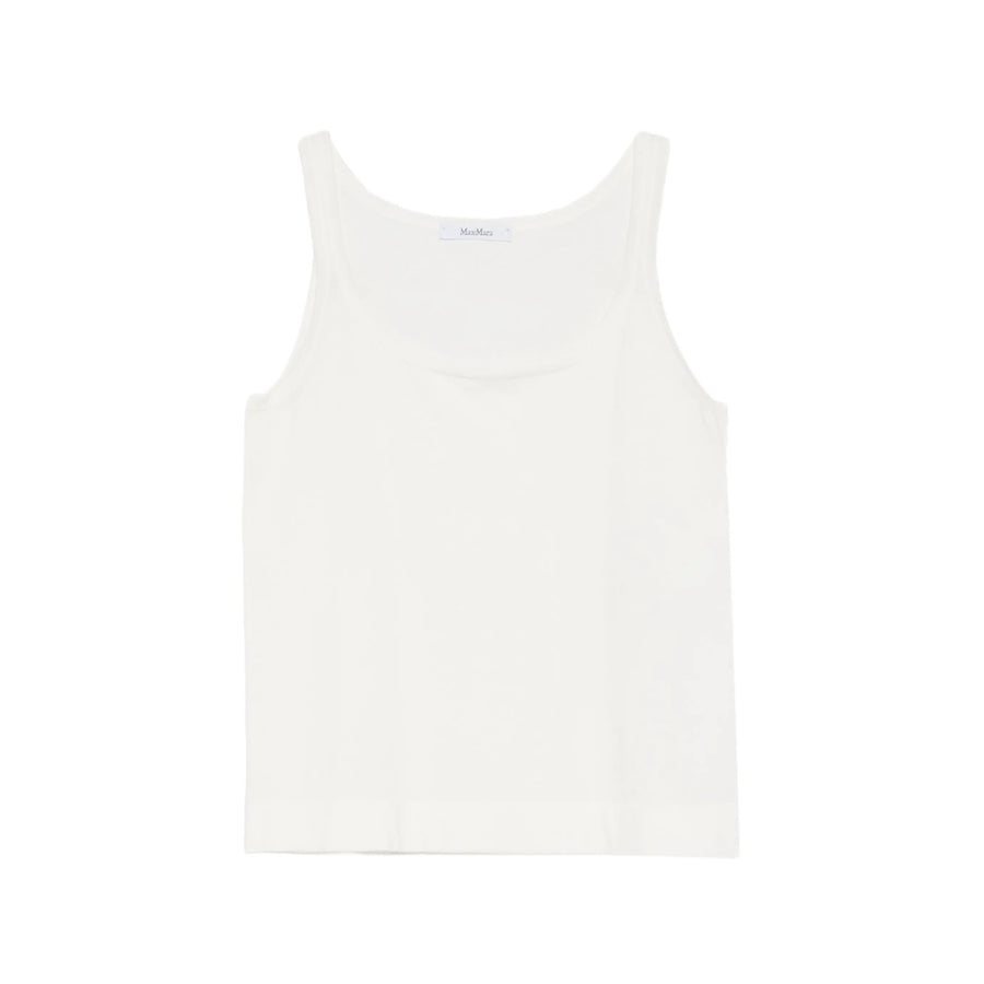 Tank Top Pumano White Ribbed Cotton Vests & Tops