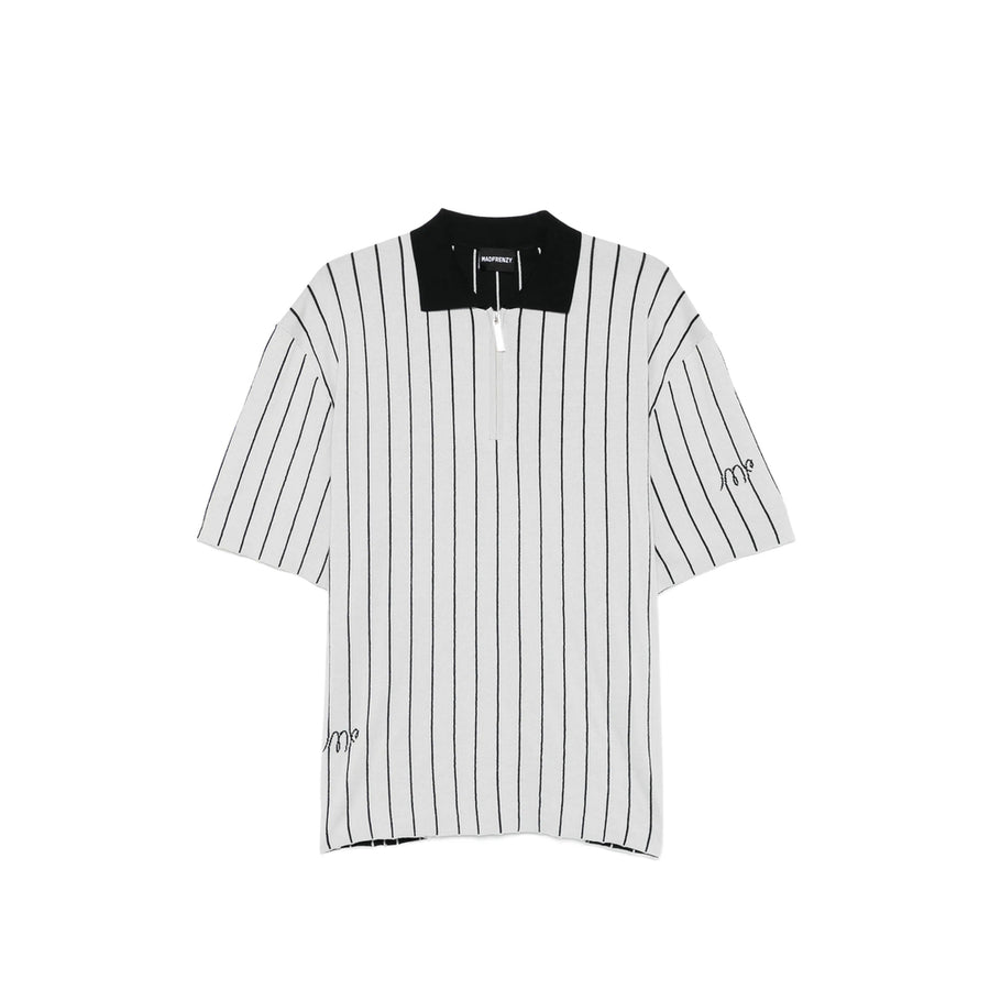 Short-Sleeve Zip Sweater Grey-Black Grey/black Cotton Polo Shirts