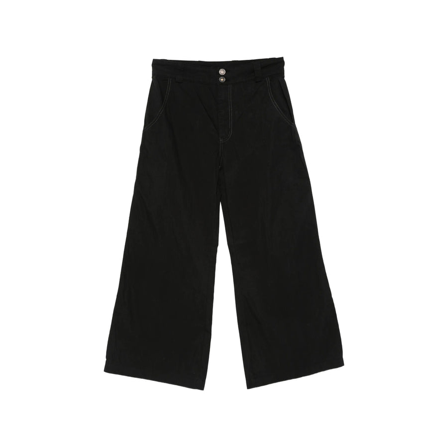 Wide-Leg Trousers Black Cotton