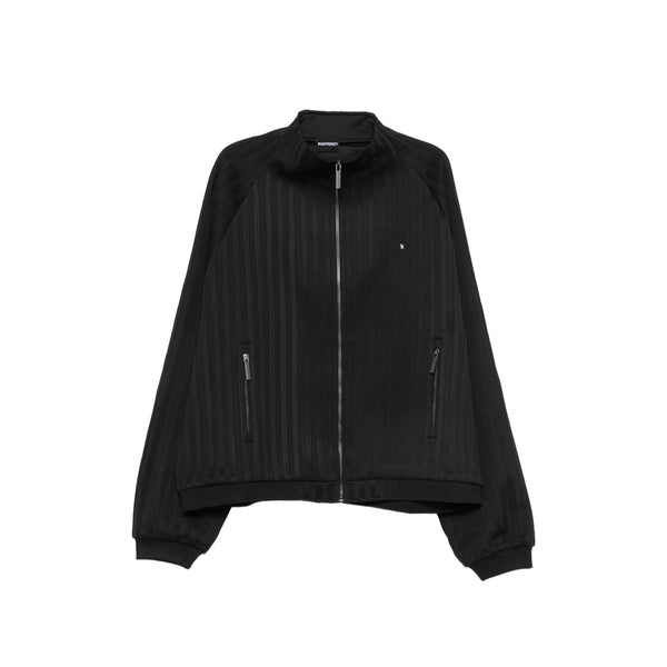 Windbreaker Striped Black Polyester Sport Jackets & Windbreakers