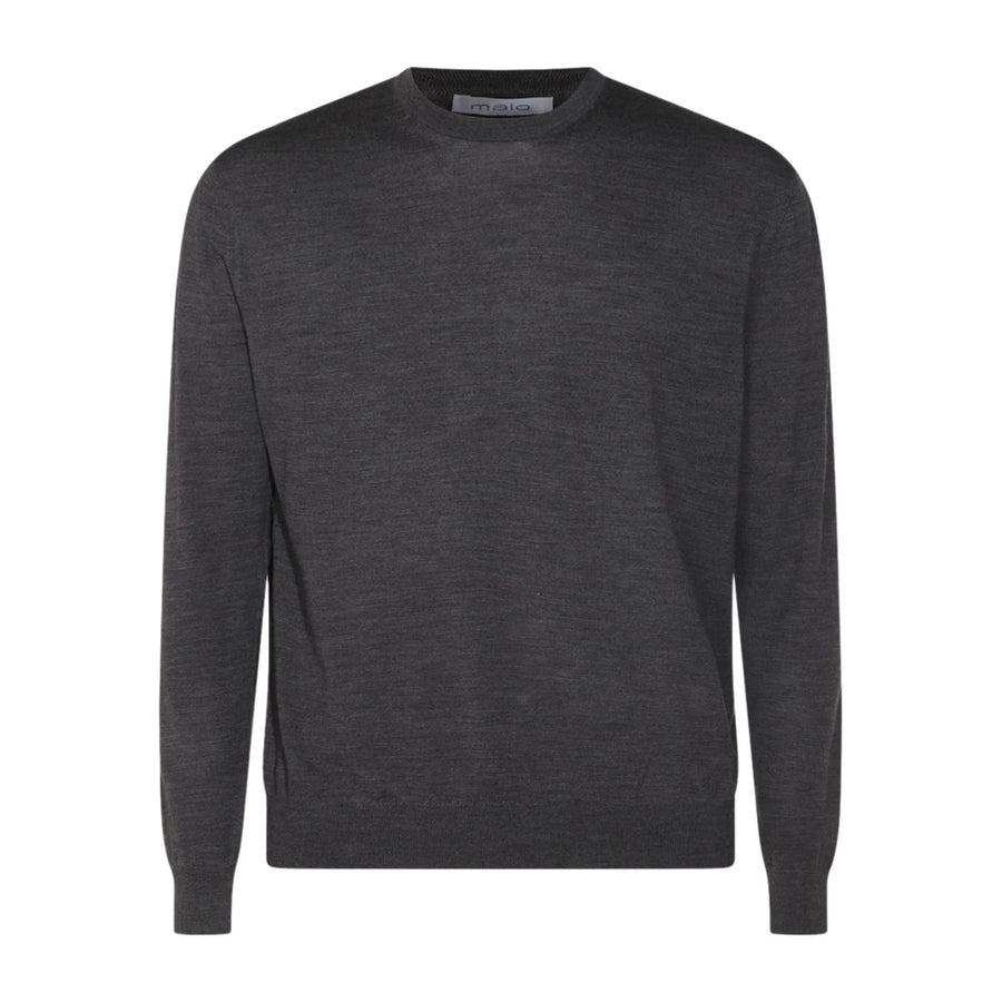 Crew Neck Sweater Grey Virgin Wool Jumpers
